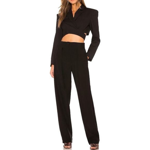 Ronny Kobo Zuna Jacket Cropped Blazer Wrap Tie Long Sleeve Black Size Small - Picture 3 of 13